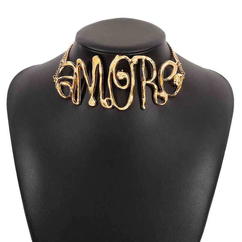 Just Lil Things Bold Gold 'AMORE' Statement Necklace | jltn0695