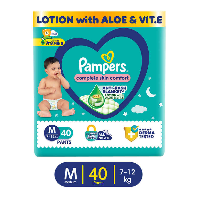 Pampers Complete Skin Comfort Pants | Anti-rash blanket | Vitamin E & Aloe Vera | Medium Pampers Complete Skin Comfort Pants | Anti-rash blanket | Vitamin E & Aloe Vera | Medium