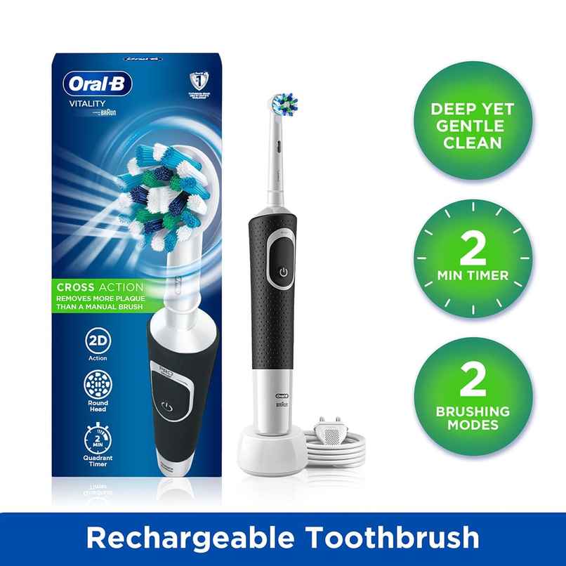 Oral-B Vitality Cross Action Electric Rechargeable Toothbrush, Powered By Braun (Black