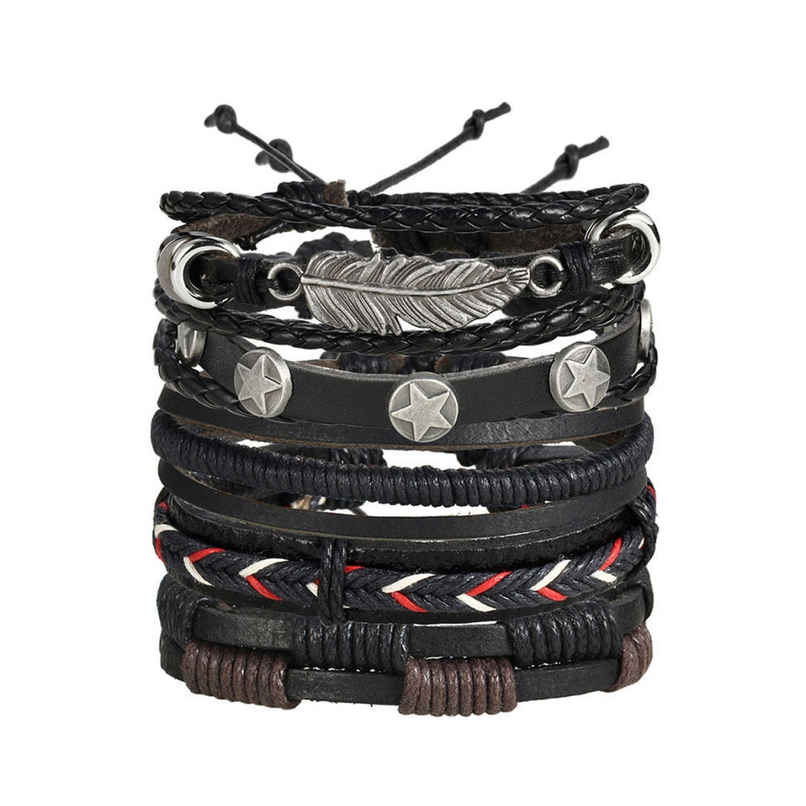 Shining Diva Fashion Stylish Multi Strand Leather Bracelet for Men | 9904b