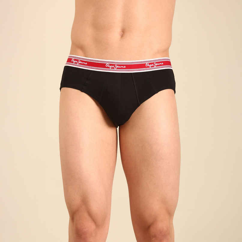 Pepe Jeans Mens Black 100% Cotton Solid Brief - Pack of 1 (S) Comfort Fit, Soft Fabric, Breathable