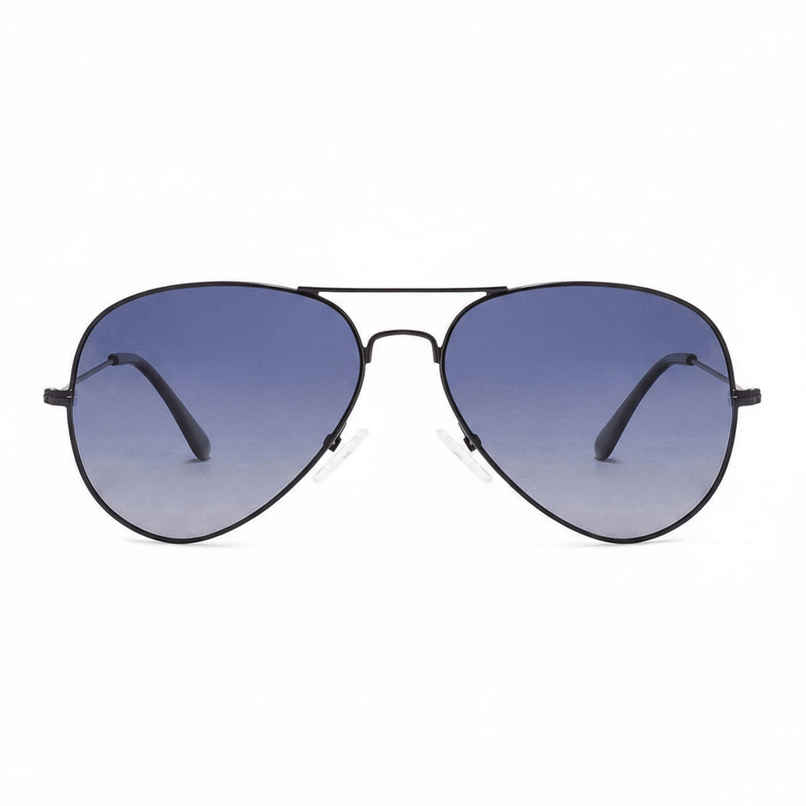 Vincent Chase By Lenskart Unisex Solid Stainless Steel Aviator Sunglasses | Black and Blue - M