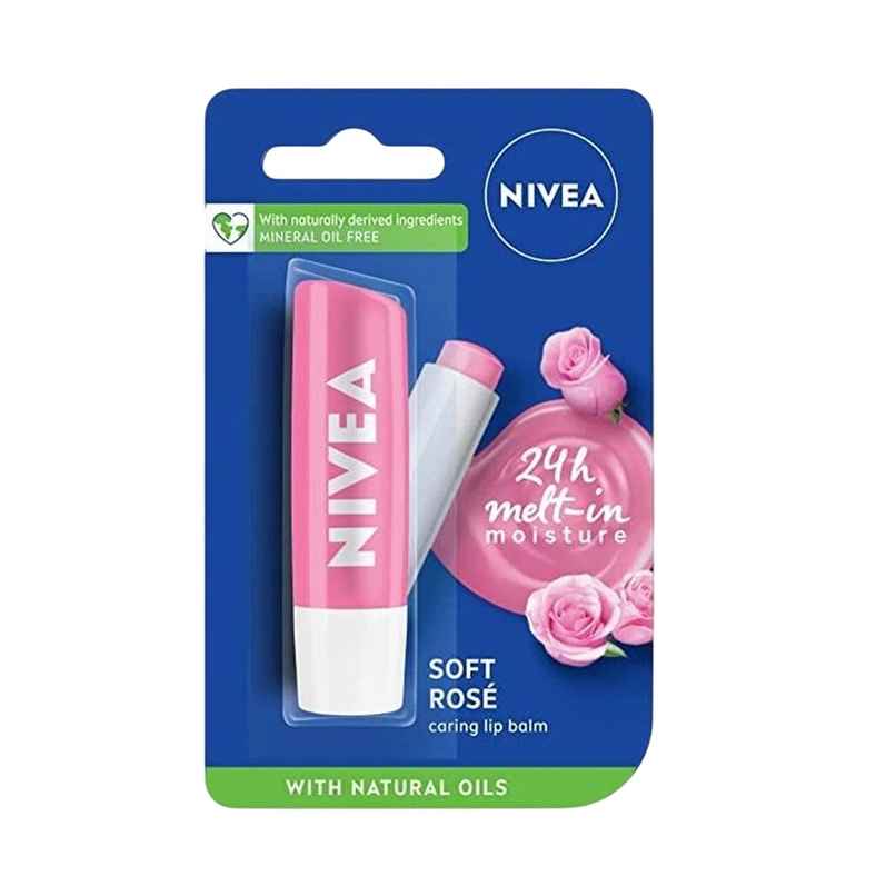 Nivea Lip Balm Soft Rose for 24h Moisture with Natural Oils Delicate Rose Shine