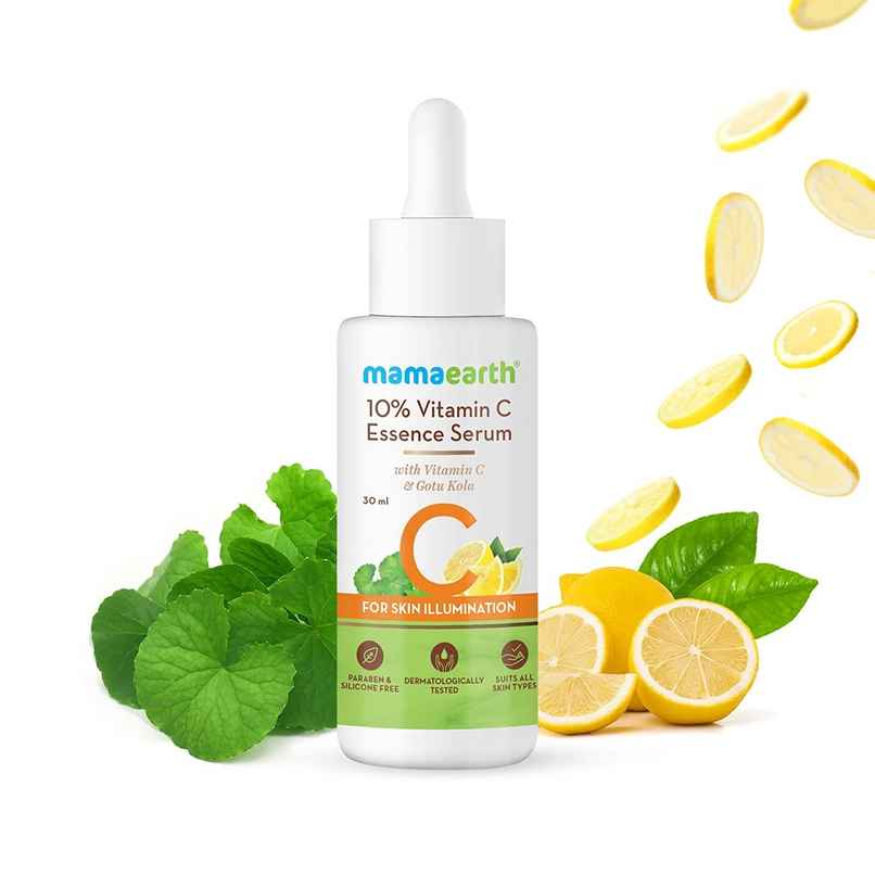 Mamaearth 10% Vitamin C Face Serum, Essence Serum With Vitamin C & Gotu Kola For Skin Illumination
