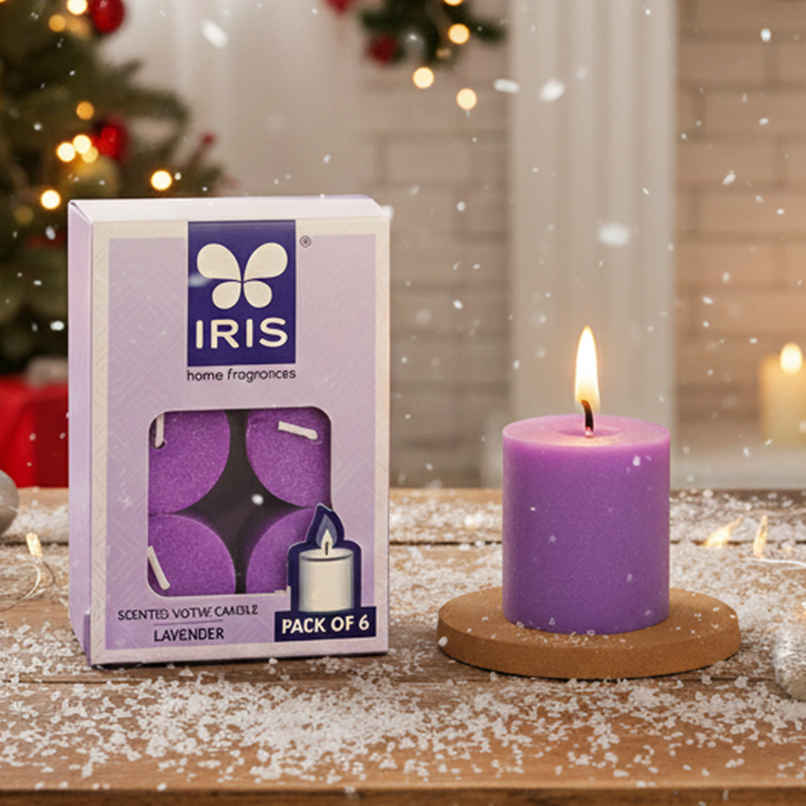 Scented Votive Candles Refill | Lavender | Pack of 6 | Aroma Candles | IRIS