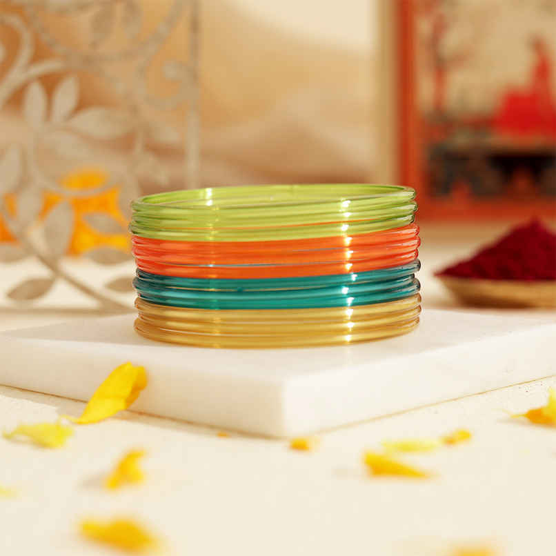 Traditional Glass Bangles | Colorful Traditional Jewellery | Multicolour | Pack Of 12 | Size 2.4 | Oye Happy
