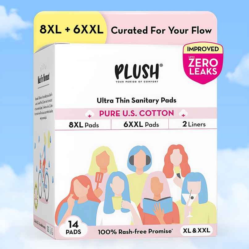 Plush Ultra Thin 8 XL + 6 XXL Sanitary Pads | Assorted Pack