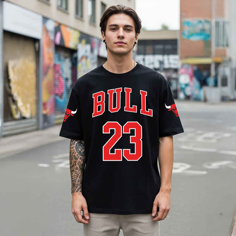 BENNY BROOKS Men's Round Neck half sleeve Oversized T-shirt |AA(ARN)BLACK79 | Black - XL