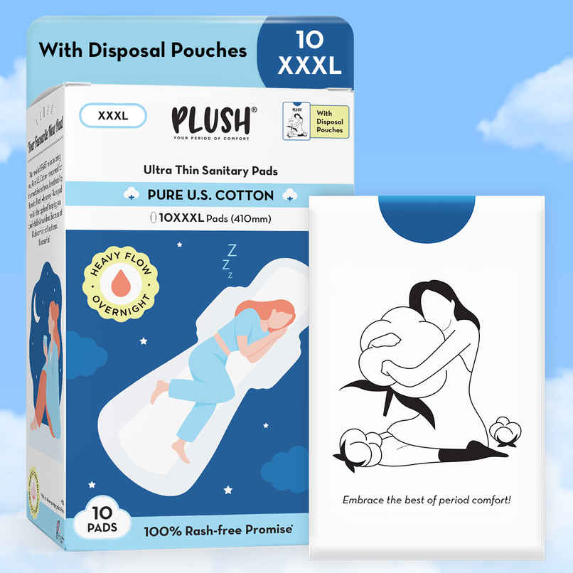 Plush Overnight XXXL Sanitary Pads | Pack of 10 | All Night Pads