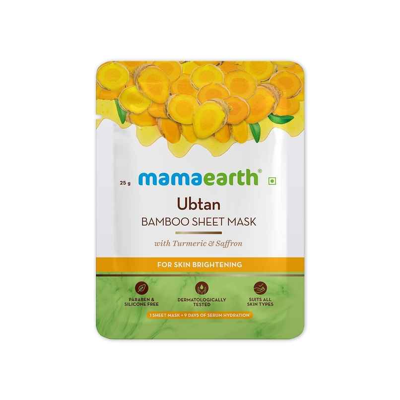 Mamaearth Ubtan Bamboo Sheet Mask with Turmeric & Saffron for Skin Brightening - 25 g Mamaearth Ubtan Bamboo Sheet Mask with Turmeric & Saffron for Skin Brightening - 25 g
