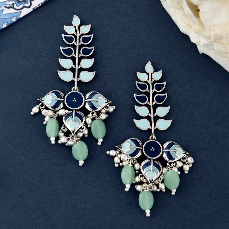 Voylla Bagh E Fiza Leaves Long Drop Earrings