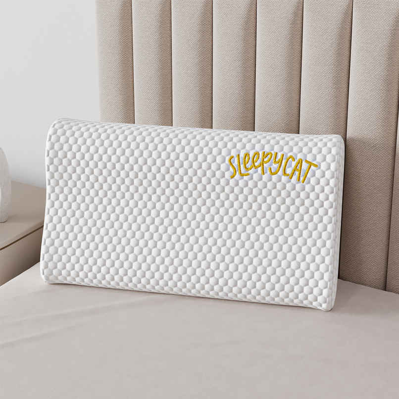 SleepyCat Contour Orthopedic Memory Foam Pillow Bamboo Fabric White (25 x 16 Inches)