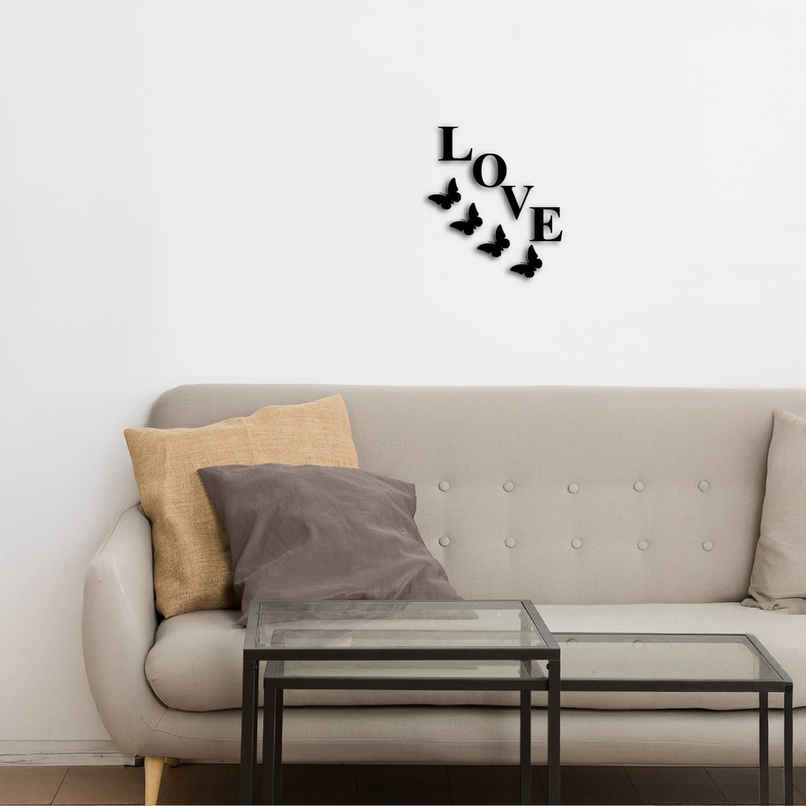 Love Butterflies Black Wood Wall Art | Romantic Decor | EcraftIndia