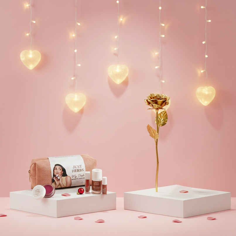 Just Herbs My Posh Beauty Kit (1set) & Perpetual Gold-Plated Artificial Rose (1pc) Combo