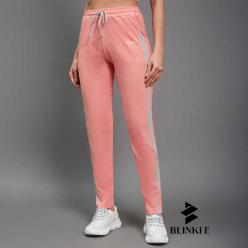 Blinkin Women's Cotton Striped Pyjamas & Track Pants with Side Pockets | Pink - XL