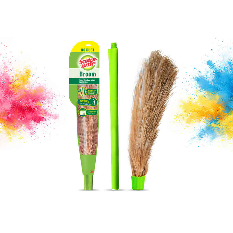 Scotch-Brite No-Dust Broom, Long handle, Easy floor cleaning (Multi-use)