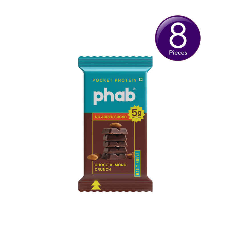 Phab Choco Almond Crunch Pocket Protein Bar - 5g Mini Protein Bar Combo 