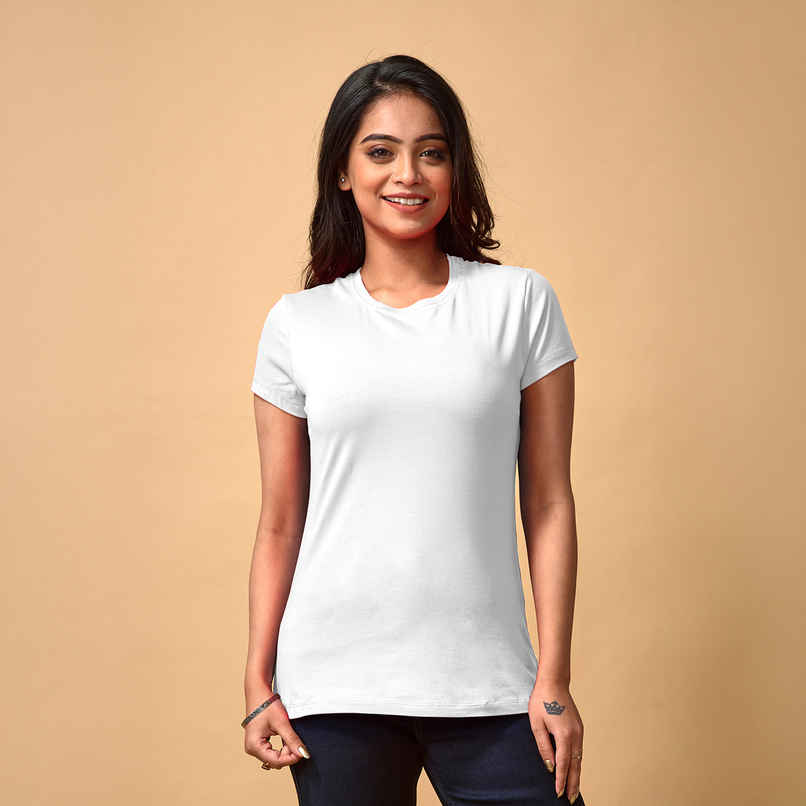 Lyra Women's T-shirt Round Neck Solid | White - L