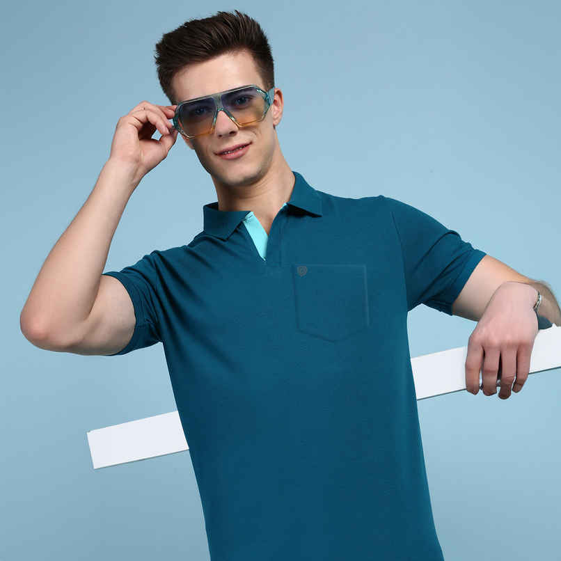 Lux Cozi Men's Solid Cotton Polo T-shirt with Pocket | Emerald - XXL Lux Cozi Men's Solid Cotton Polo T-shirt with Pocket | Emerald - XXL