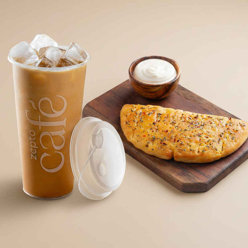 Garlic Bread with Cheese Dip + Classic Cold Coffee