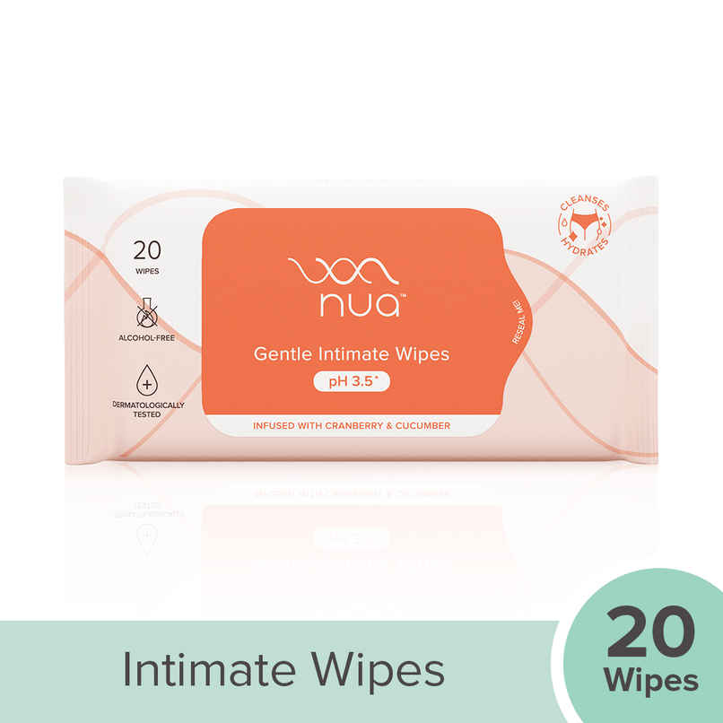 Nua Intimate Wipes for Gentle, pH-Balanced Cleansing | 20 Pulls Per Pack