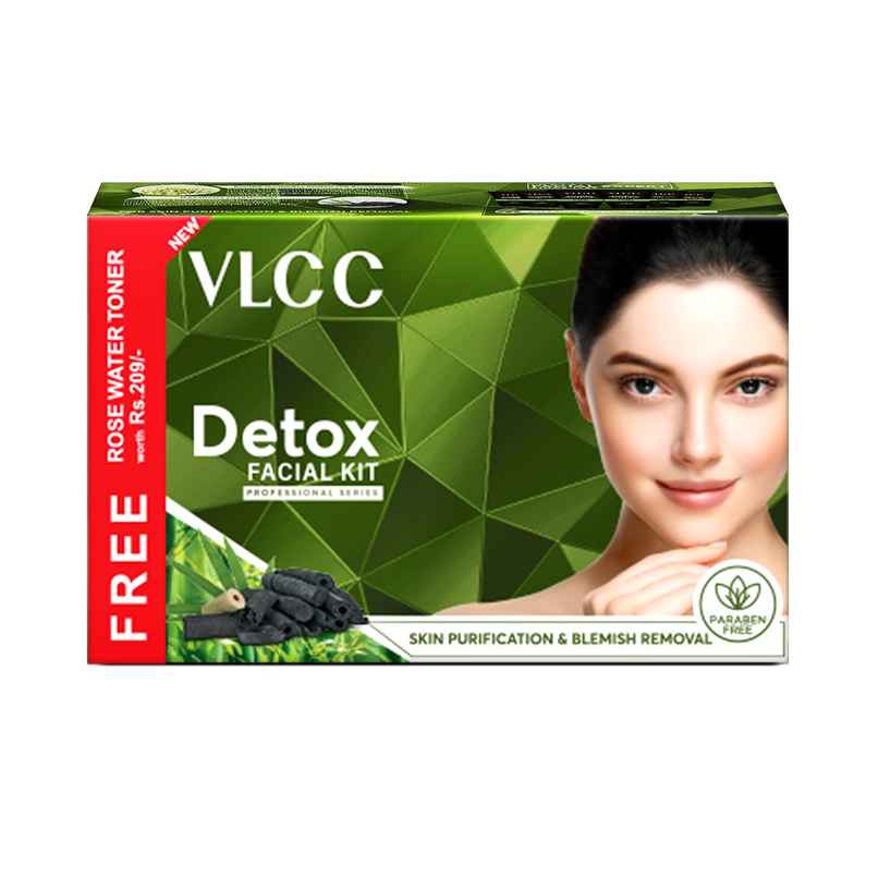 VLCC Activated Bamboo Charcoal Facial Kit with FREE Rose Water Toner