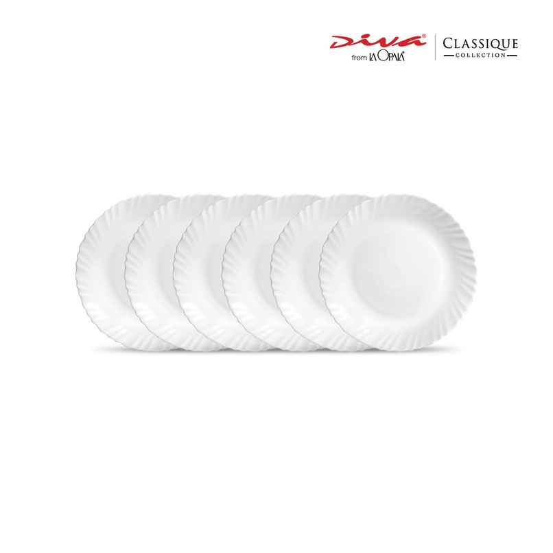 La Opala Diva Classique Quarter Plate | Set of 6 - White La Opala Diva Classique Quarter Plate | Set of 6 - White