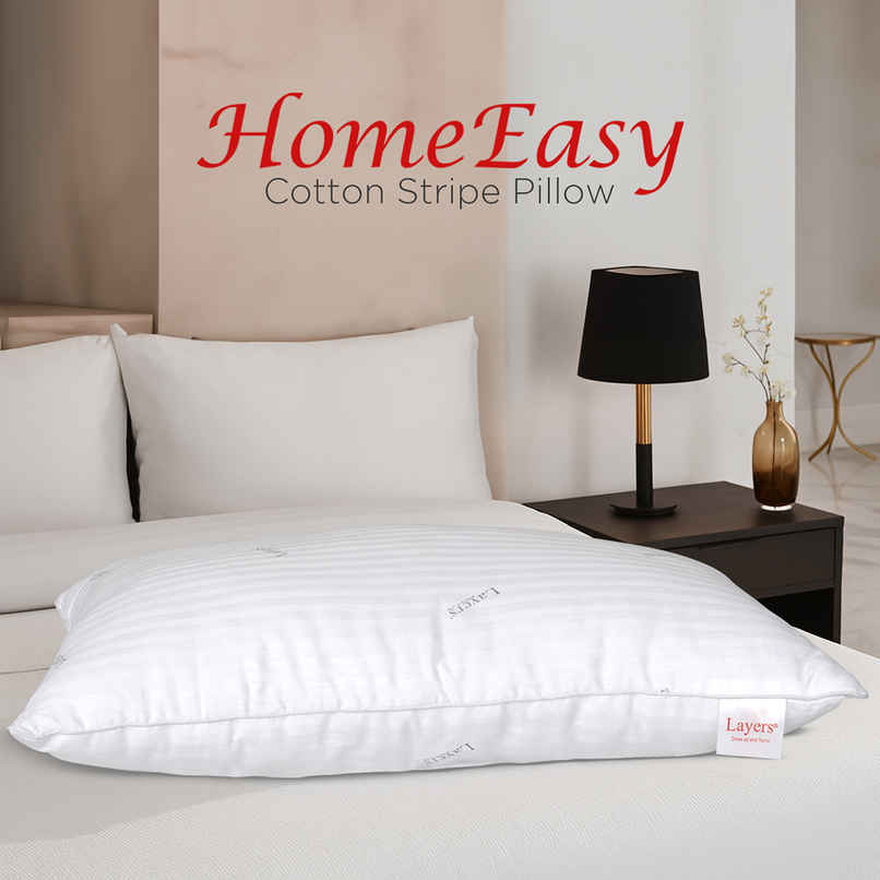 Layers Home Easy 100% Cotton 200 TC Soft Pillow | White - 17 x 27 in