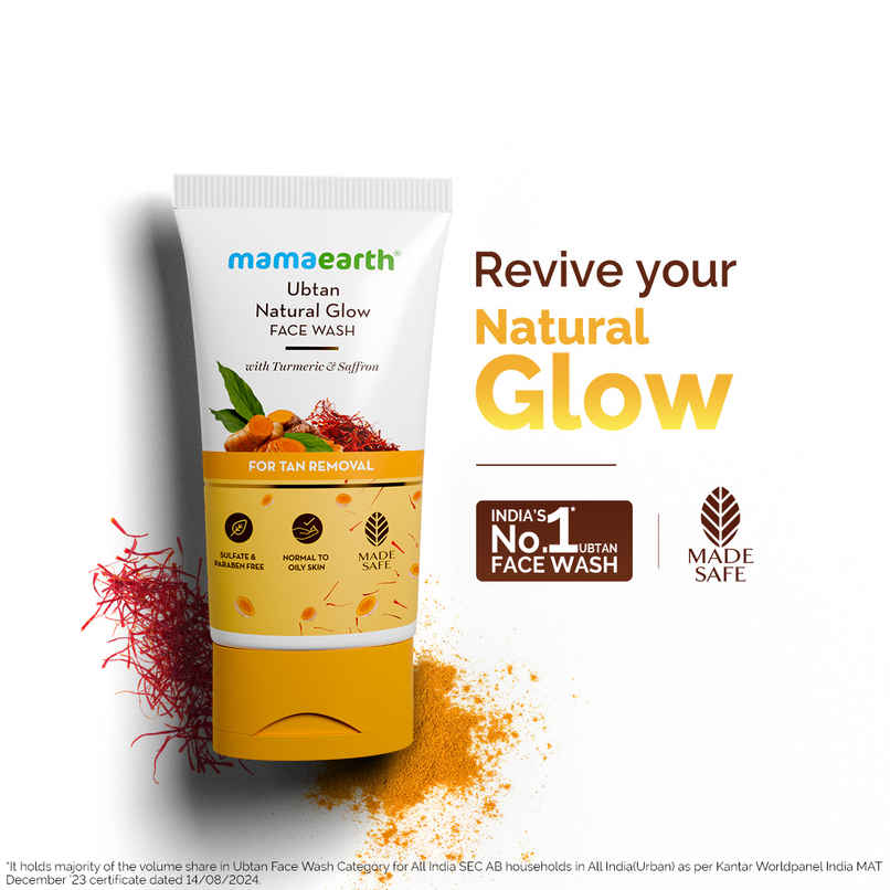 Mamaearth Ubtan Face Wash With Turmeric & Saffron For Tan Removal | Skin Brightening