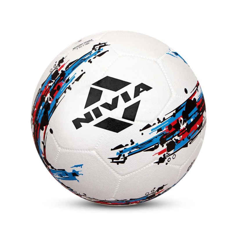 Nivia Storm Football Rubberized Suitable Hard Ground Without Grass Training Football Size 5 - White