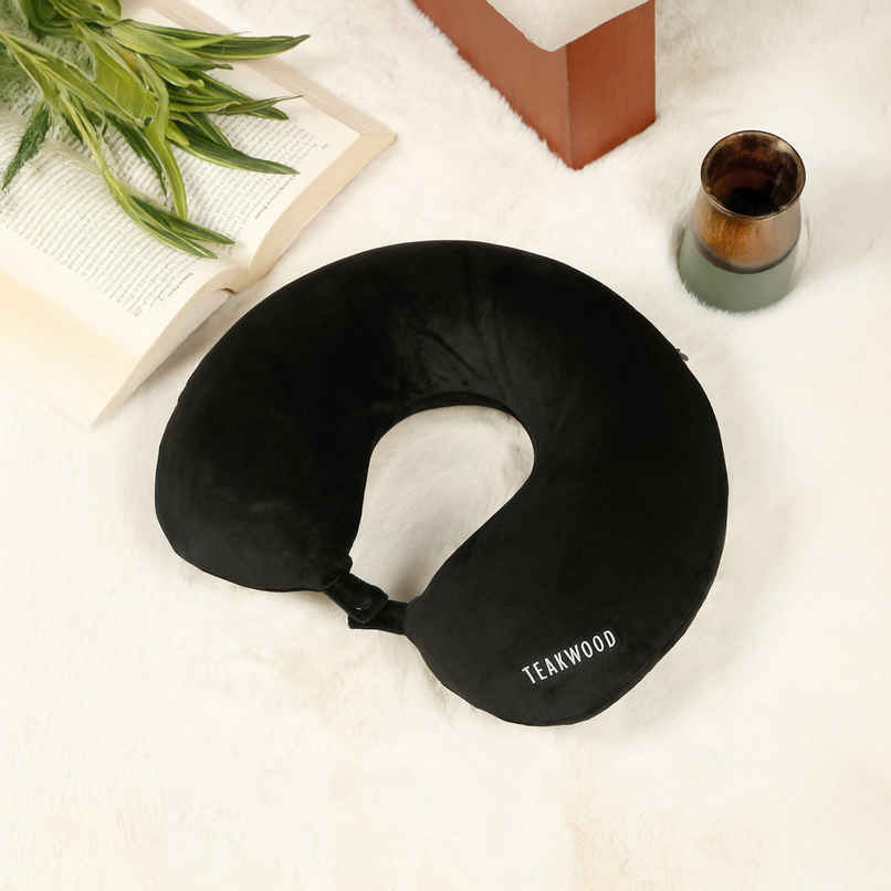 Teakwood Leathers Unisex Soft Foam U-Shaped Neck Pillow | Black