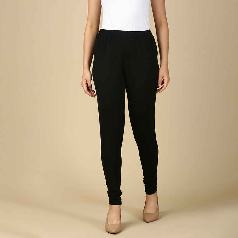 PYNK By Lux Cozi Women Ultra Soft 360 Stretch Premium Cotton Churidar Leggings | Black | Free Size