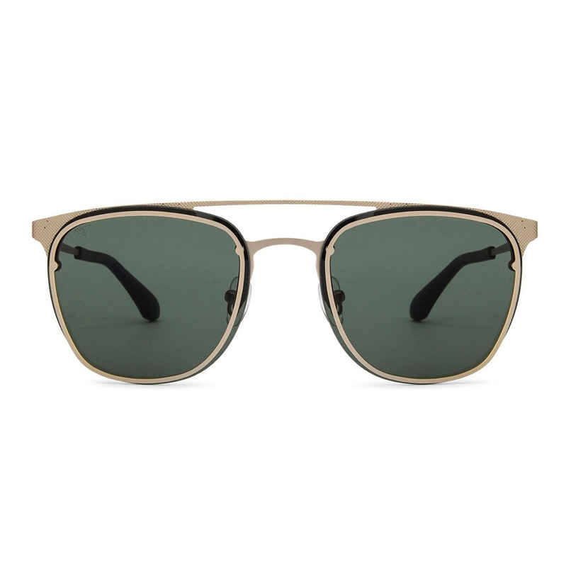 Vincent Chase By Lenskart Unisex Solid Metal Square Sunglasses | Golden and Green - S