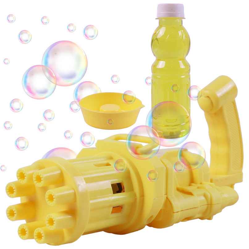 Toyshine 8 Hole Electric Bubbles Gun Gatling Bubble Machine Toy With Scoup Bottle |Yellow