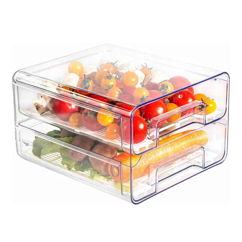New Dawn 1 Box 2 Drawer Stackable Fridge Drawers Vegetable Storage Box For Fridge 4.5Ls