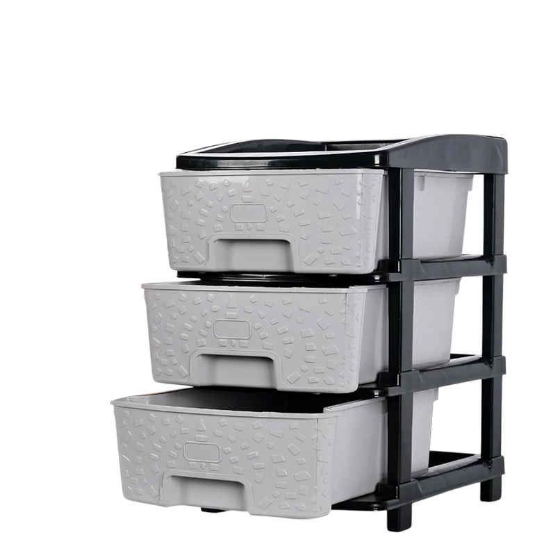 Kuber Industries Modular 3-Layer & 53 L Plastic Drawer Storage Organiser | Black & Grey Kuber Industries Modular 3-Layer & 53 L Plastic Drawer Storage Organiser | Black & Grey