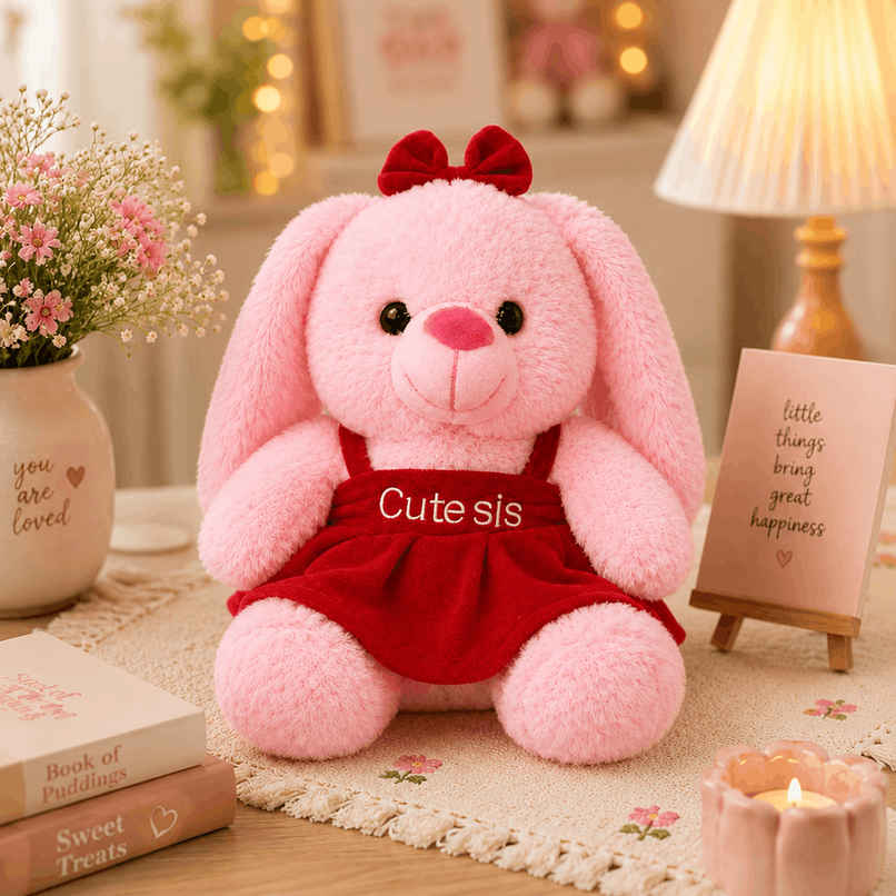 Toytales Pink Bunny Decorative Soft Toy | Sweet Sister Gift Plush Toy | Birthday & Special Occasion Gift
