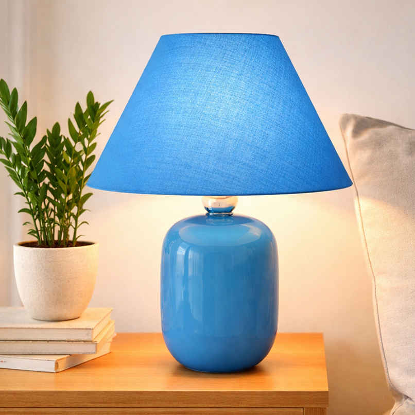Homesake Modern Small Ceramic Table Lamp | Bedside Desk Lamp | Dovel Turquoise