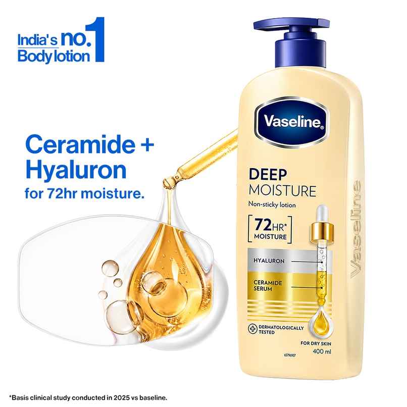 Vaseline Deep Moisture Body Lotion With Ceramide Hyaluron | 10X More Moisture| For Dry Skin Vaseline Deep Moisture Body Lotion With Ceramide Hyaluron | 10X More Moisture| For Dry Skin