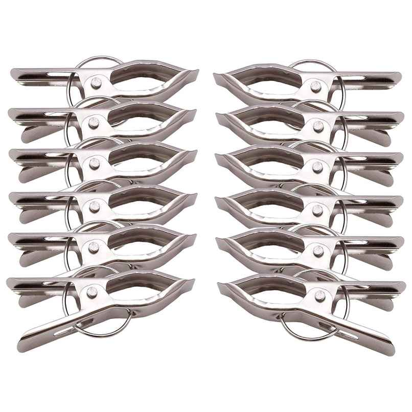 Kuber Industries Heavy Duty & Stainless Steel Hanging Cloth Drying Clips | Silver | Pack of 12 Kuber Industries Heavy Duty & Stainless Steel Hanging Cloth Drying Clips | Silver | Pack of 12