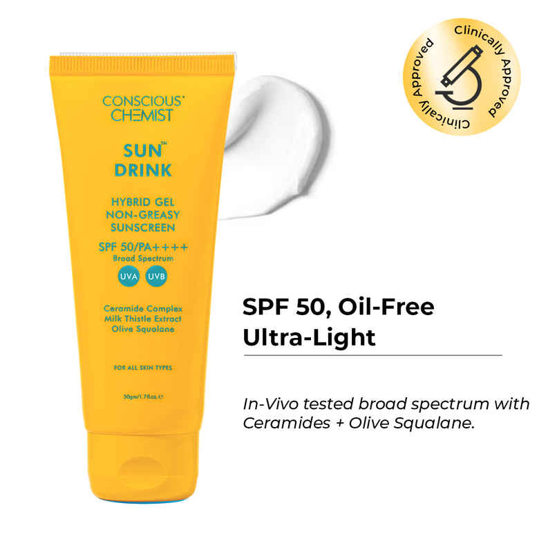 Conscious Chemist Sun Drink Hybrid Lightweight Gel Sunscreen SPF 50 PA++++ UVA/UVB With Ceramides