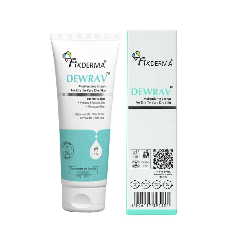 Fixderma Dewrav Moisturizing Cream for Face & Body Deeply Hydrates Dry to Very Dry Skin