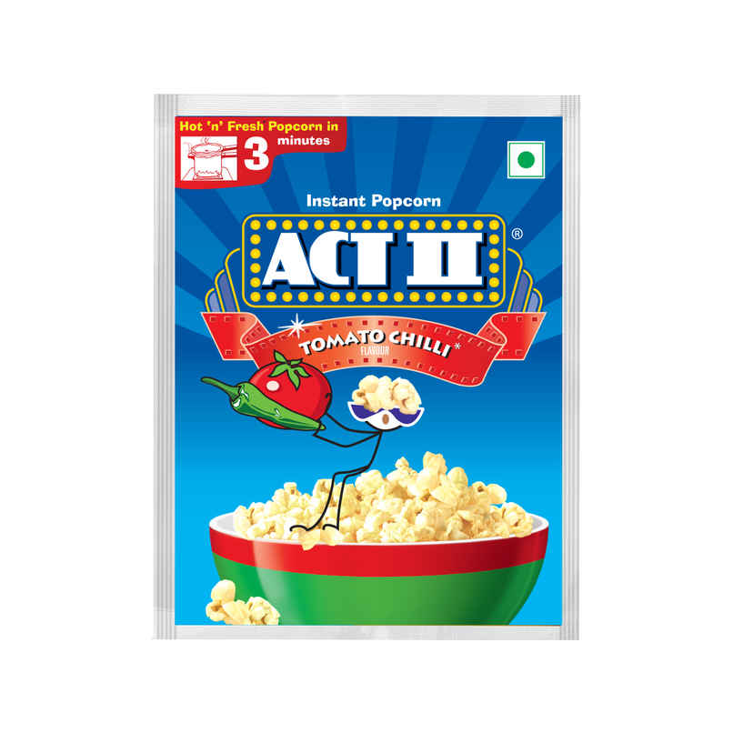 ACT II Instant Tomato Chilli  Popcorn | Tomato Chilli Seasoning Sachet included | Ready in 3 minutes