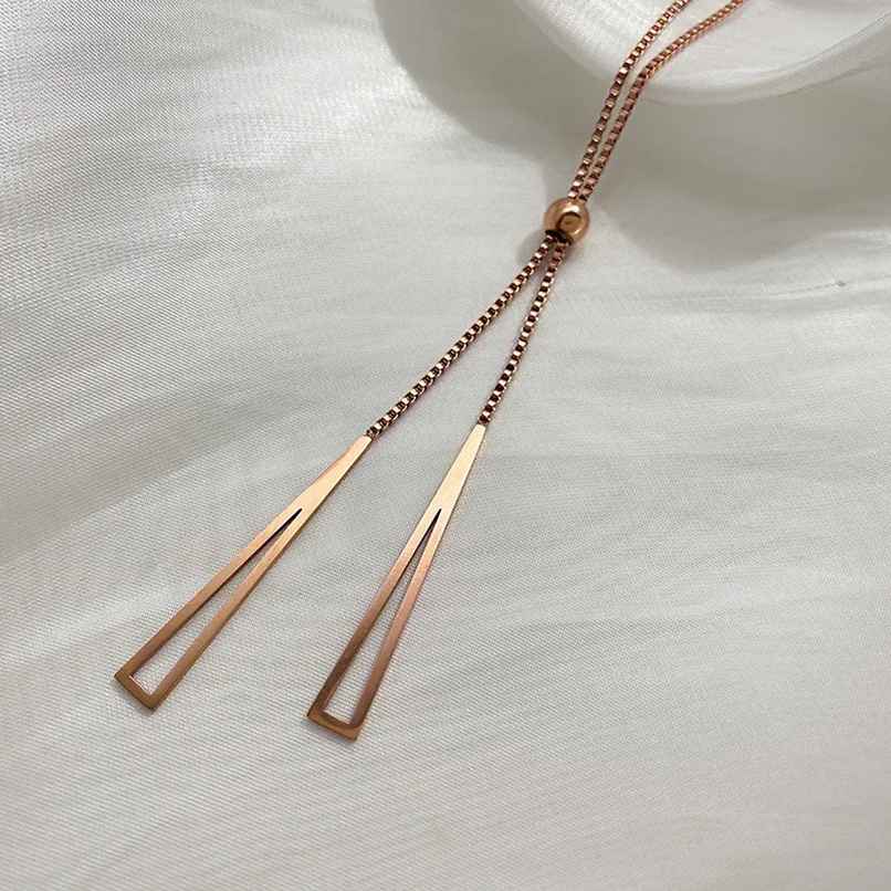 Fashion Frill Women's Long Triangle Pendant Chain Rose Gold Onesize Fashion Frill Women's Long Triangle Pendant Chain Rose Gold Onesize