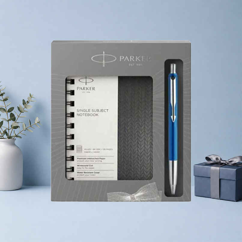 Parker Vector Std Blue BP CT with A6 Wiro Notebook Single Subject | Silver