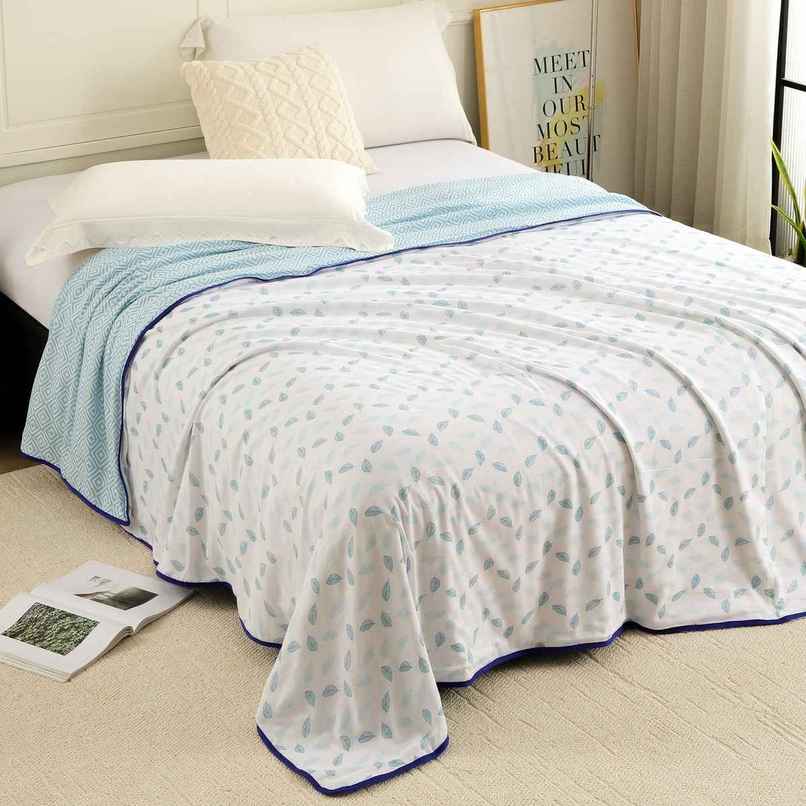 Story home Printed Double Dohar/Duvet Cover (Blue & White) (220x144x2 cms)