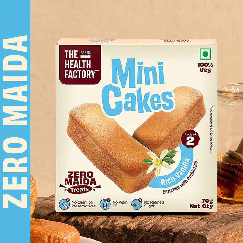 The Health Factory Mini Cakes Rich Vanilla | Zero Maida | Tea Cake | Eggless