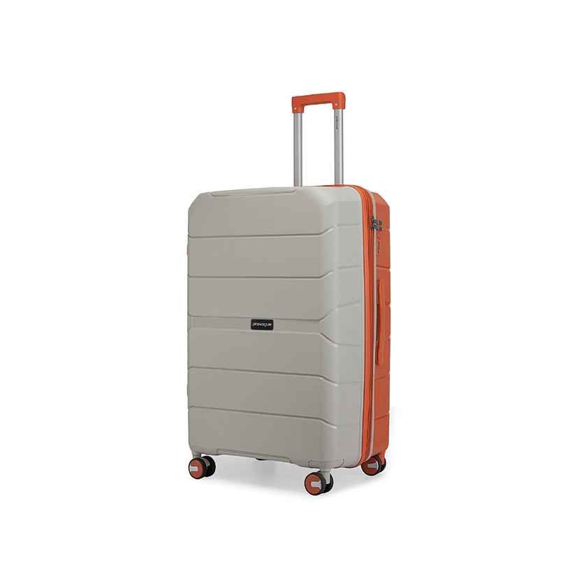 Provogue Cascade Hard-Sided PP Large Luggage Trolley Bag | Timberwolf Grey-Burnt Orange - 75 cm