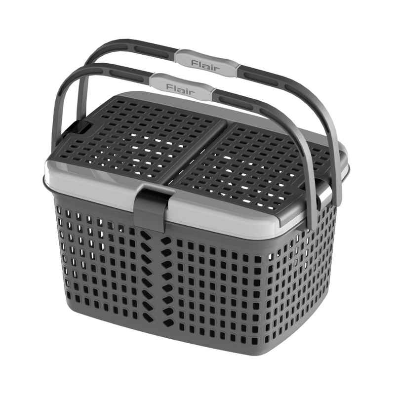 Flair Plastic Dual Carrying Basket - Gray, Dual Handle For Easy Transport