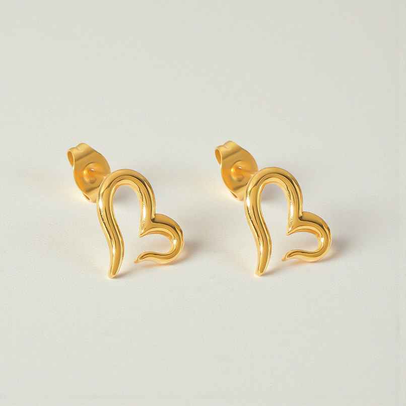 LabelShe Gold Plated Stainless Steel Heart Themed Stud Earrings | LS-ERG-57097